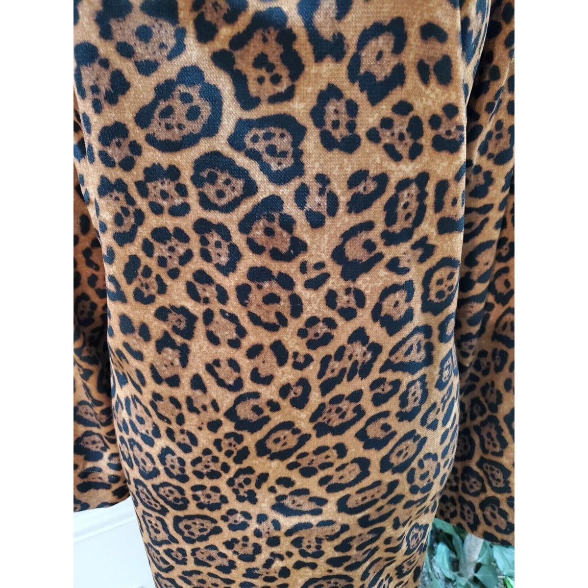 H&M Women's Brown & Black Polyester Round Neck Long Sleeve Knee Length Dress M