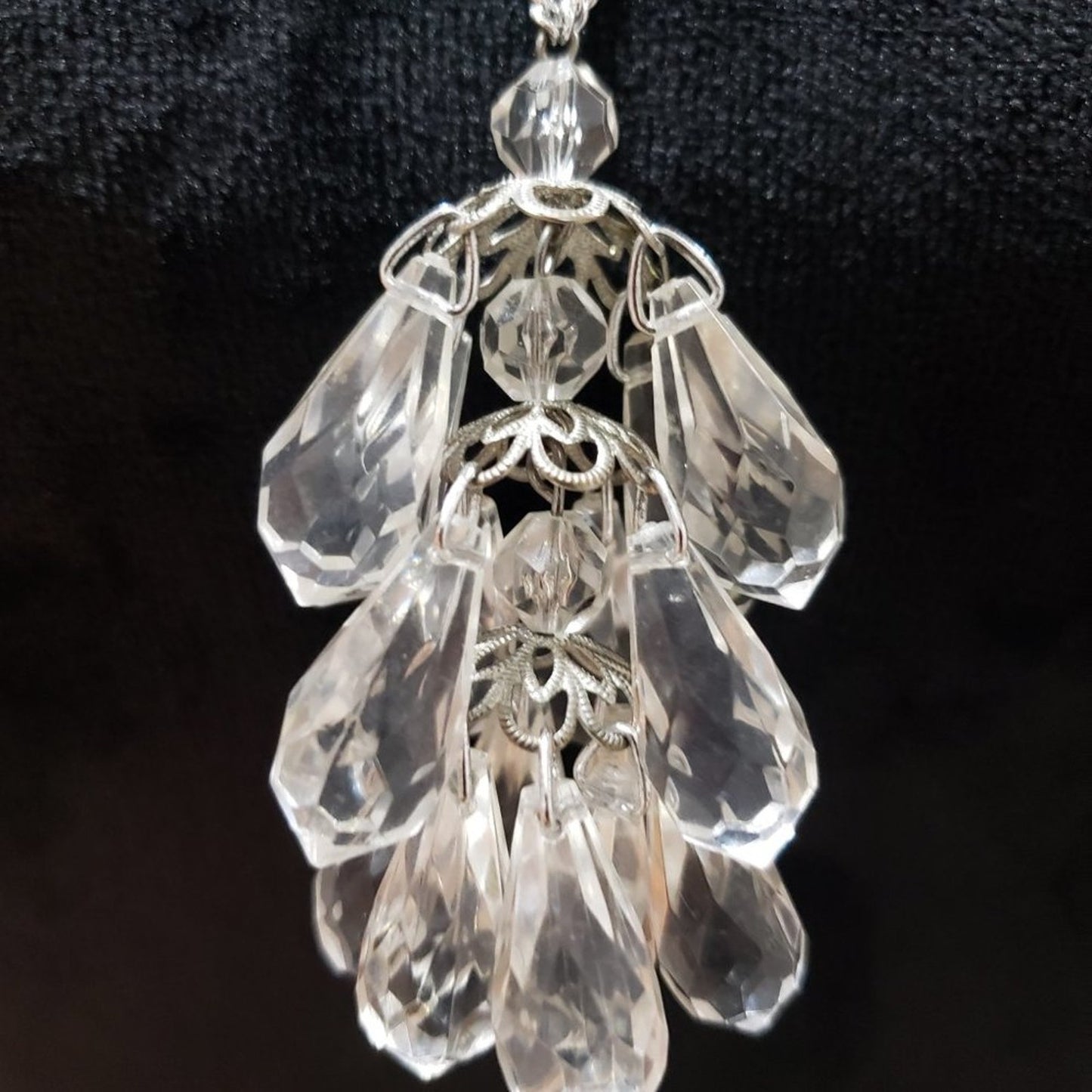 Womens Fashion Clear Tone Crystal Teardrop Pendant Necklace with Lobster Clasp