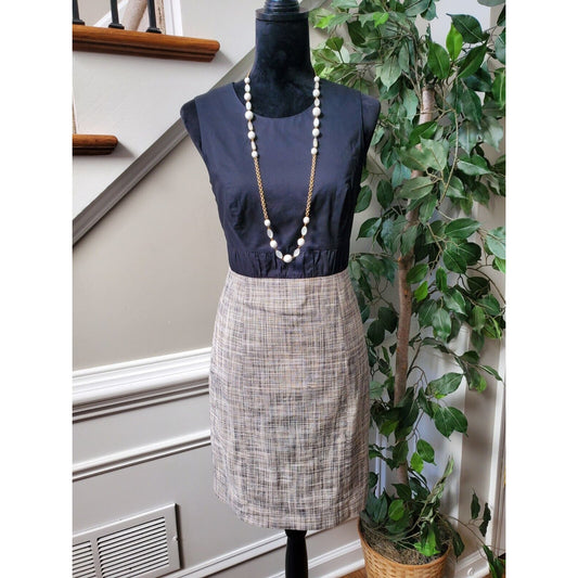 The Limited Women Black & Gray Cotton Round Neck Sleeveless Knee Length Dress 6