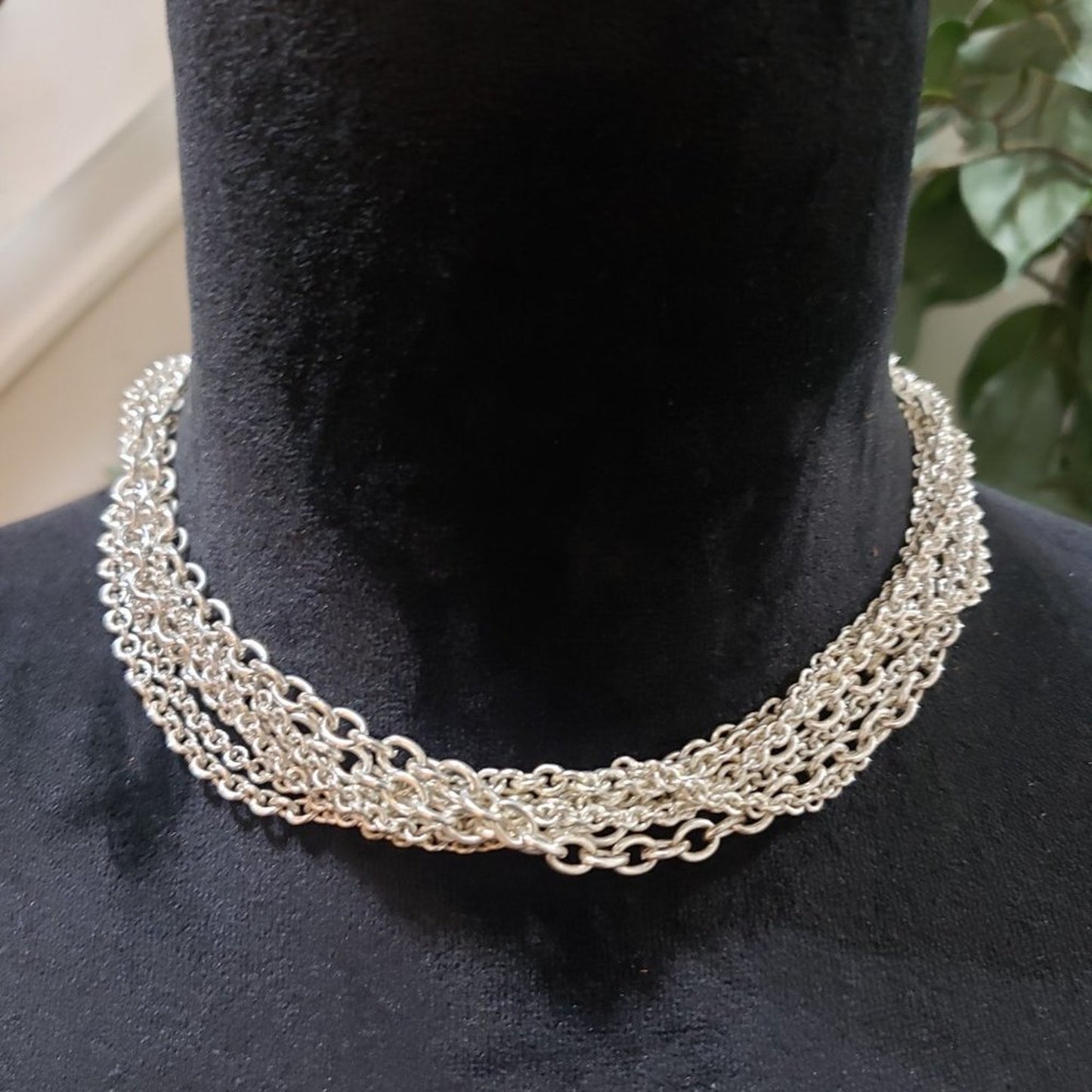 Women's Solid Multilayer Silver Link Chain Stylish Necklace