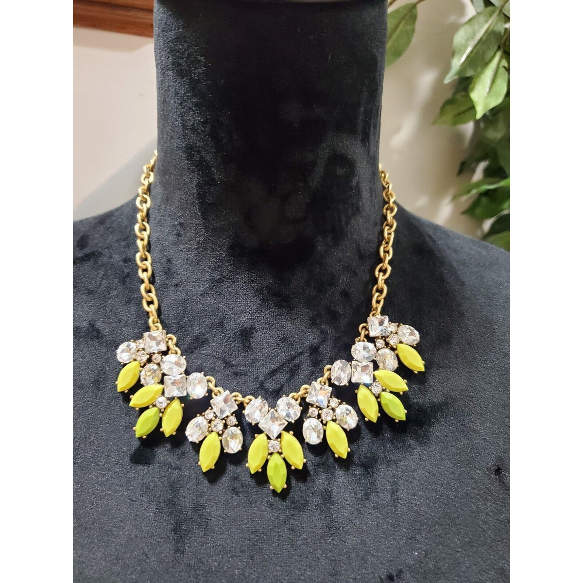 J. Crew Multicolored Rhinestone Gold Chain Stylish Necklace