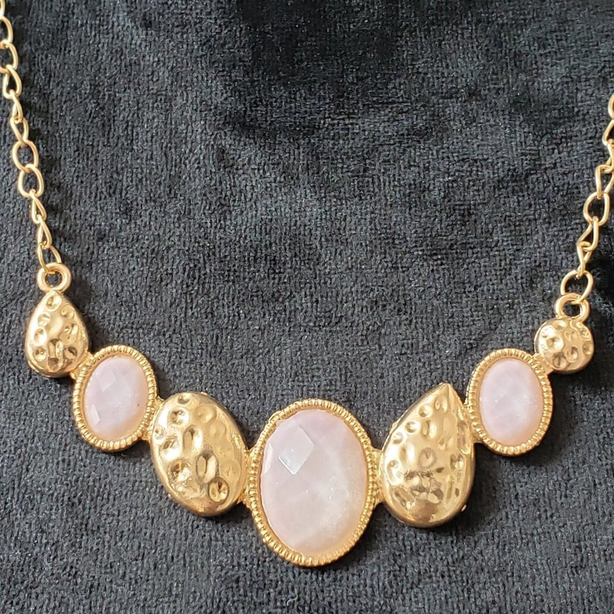 AVON Women's Supernova Rose Gold Tone with Faux Pink Stones Necklace