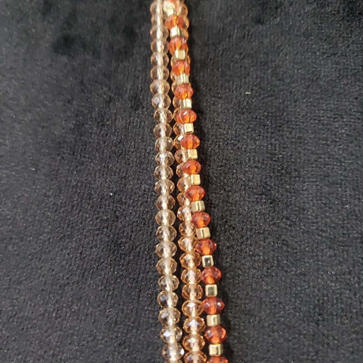 Womens Charming Charlie Elegant Brown Glass Beaded Multi Strand Necklace