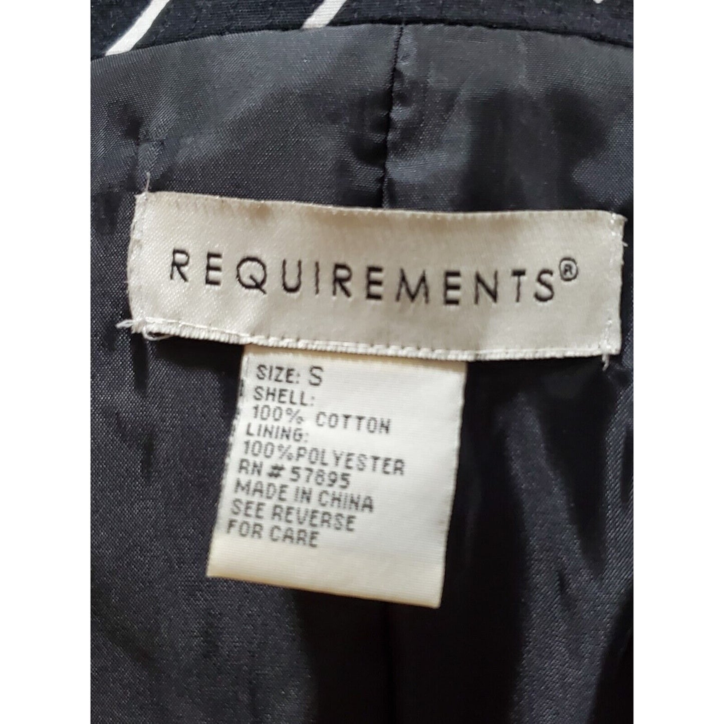 Requirements Women Black Cotton Long Sleeve Full Zip Front Casual Jacket Size S