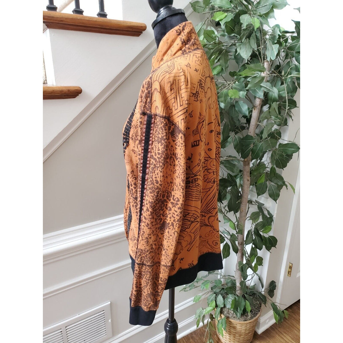 Spa by Chicos Women Orange 100% Cotton Long Sleeve Full Zip Casual Jacket 2 (L)