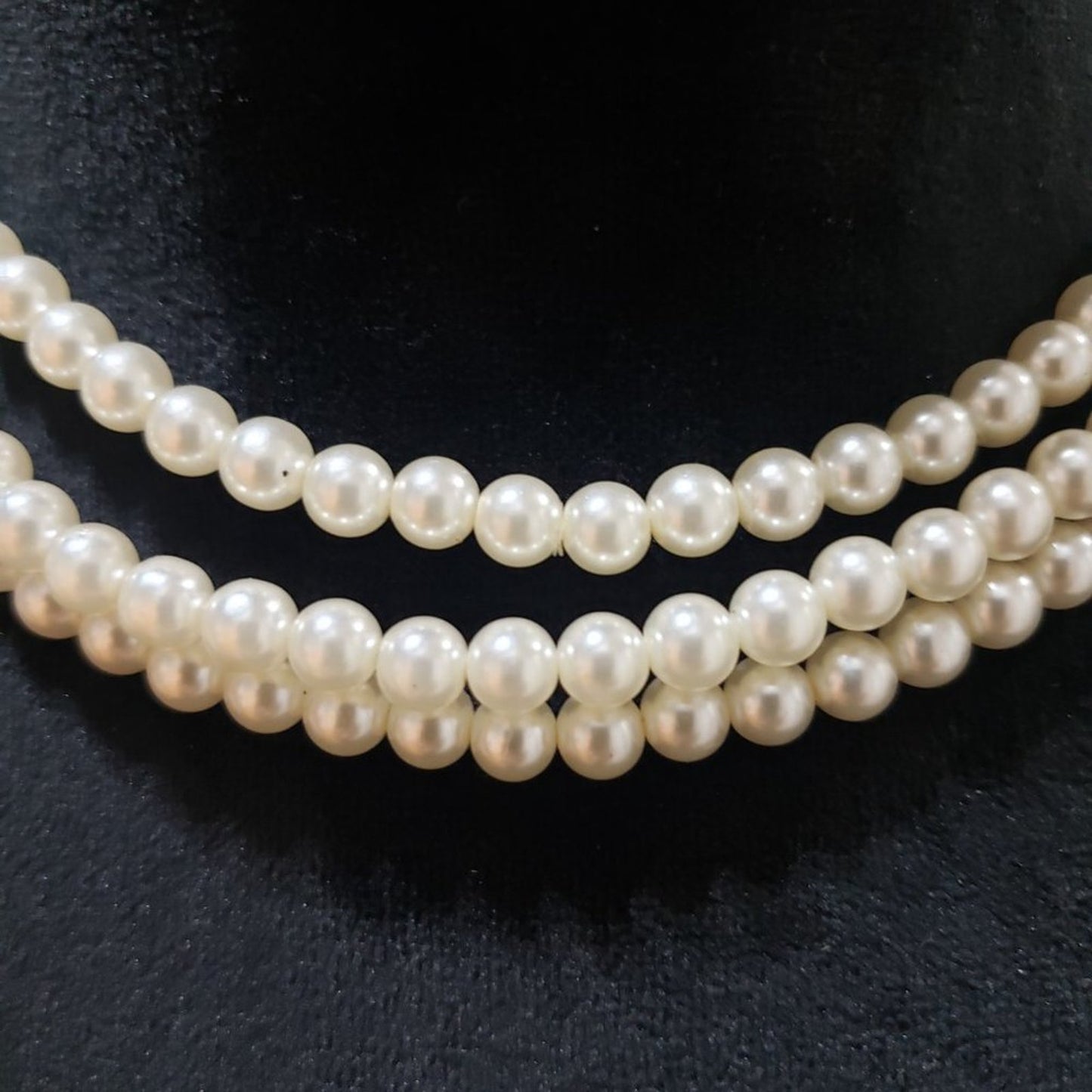 Womens Fashion White Simulated Pearl Bead Three Strands Choker Necklace Jewelry
