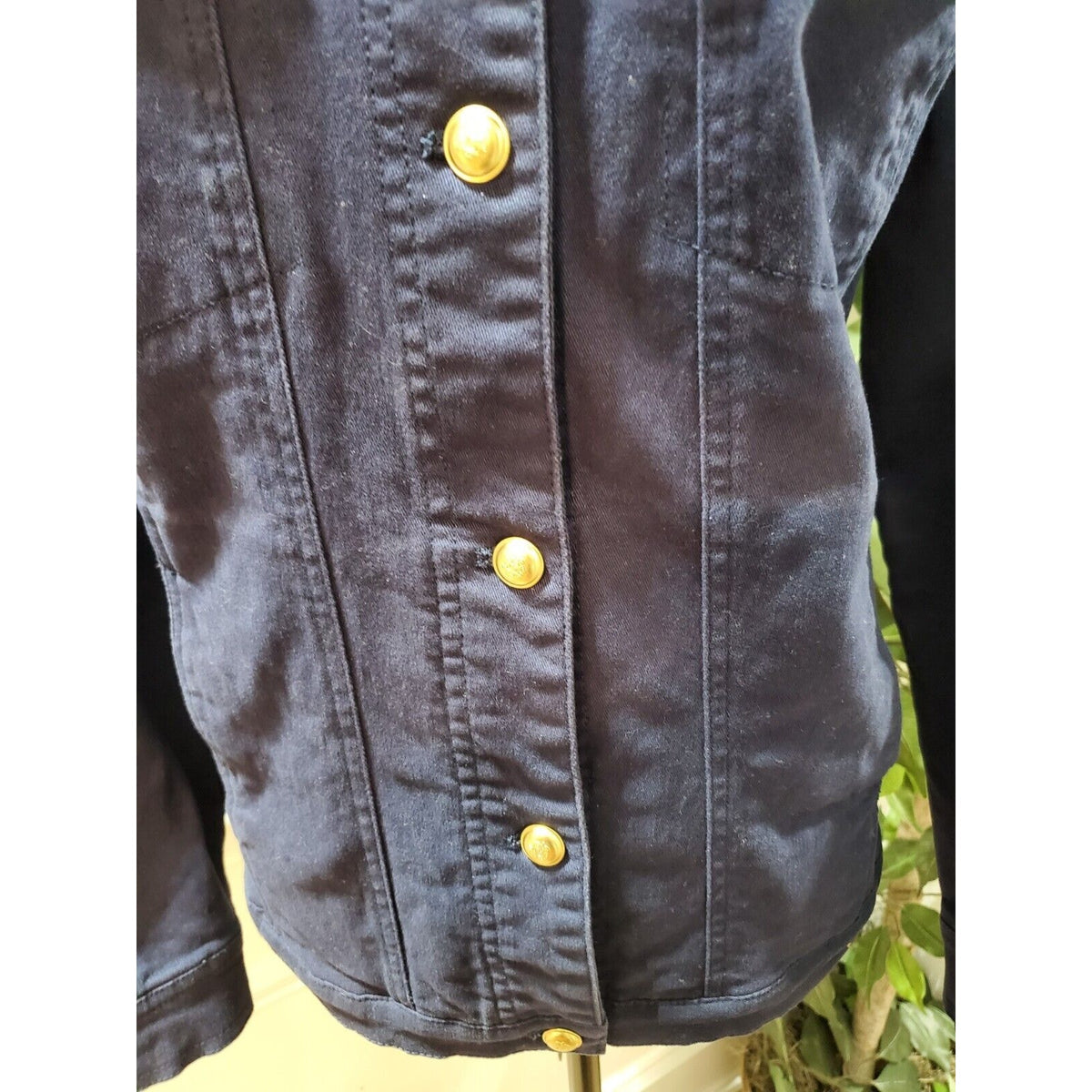 Denim & Company Women's Blue Cotton Buttons Front Long Sleeve Casual Jacket L