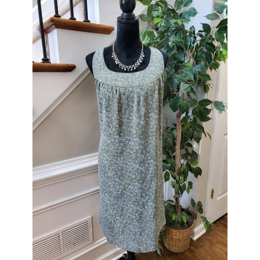 TapeMeasure Womens Green White Polyester Sleeveless Knee Length Dress Size 14