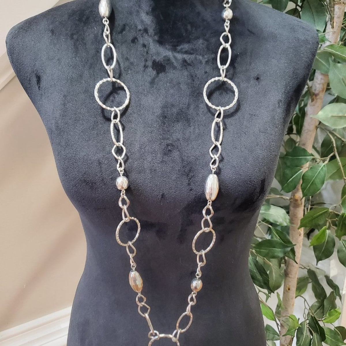 Lia Sophia Women's Long Silver Circles Charm Layering Fashion Necklace