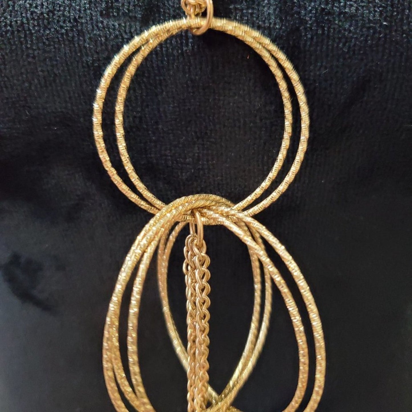 Women's Gold Tone Double Layer Geomatric Pattern Chain Necklace