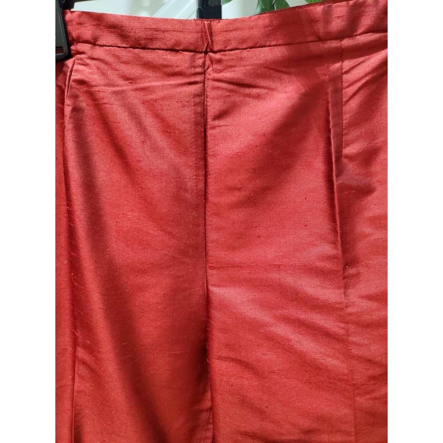 Gianni Women's Red Silk High Rise Straight Fit Trouser Casual Pant Size 12