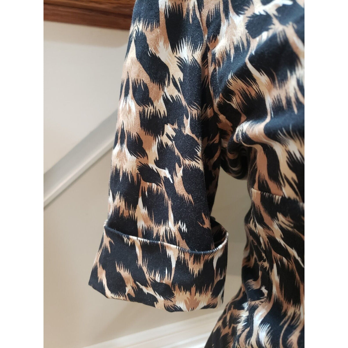 Courtenay Womens Brown Animal Print Half Sleeve Button Up Blazer Jacket Size 16