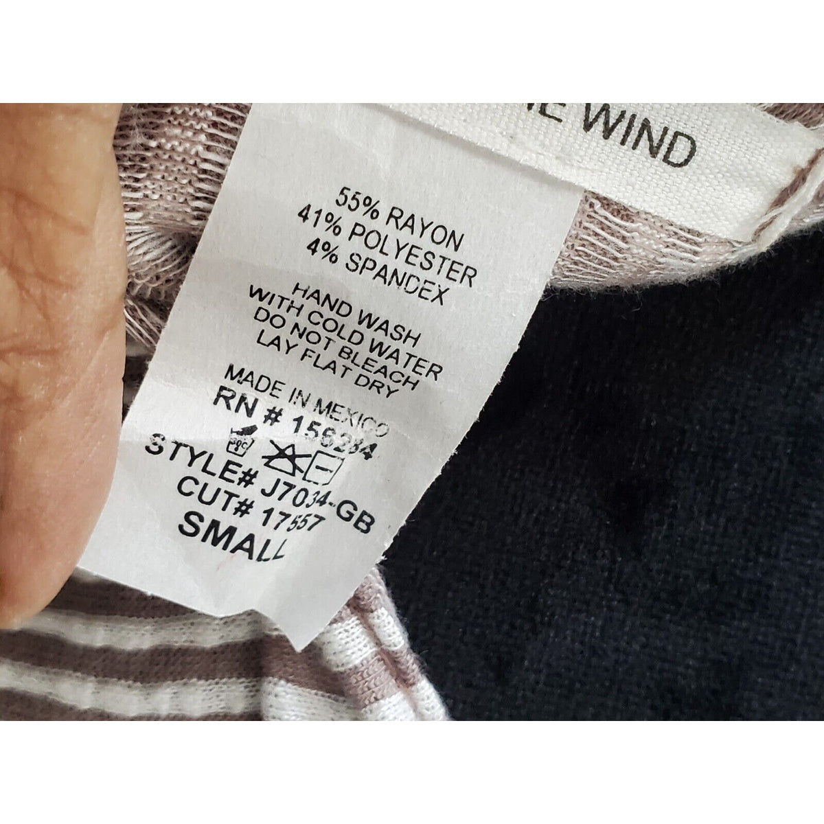 Caution To The Wind Women's Gray Striped Rayon V-Neck Long Sleeve Top Blouse S
