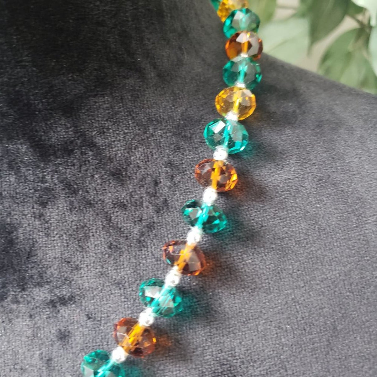 Womens Gorgeous Multicolor Crystal Beaded Collar Necklace with Lobster Clasp