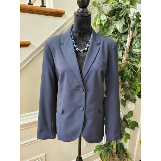 George Women's Blue Polyester Long Sleeve Two Button Single Breasted Blazer 18