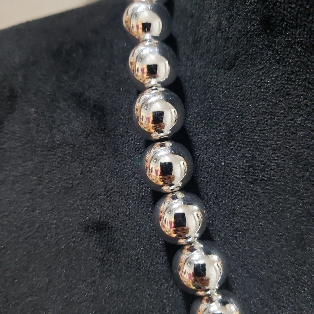 Womens Fashions Silver Beaded Ball Collar Necklace with Lobster Clasp