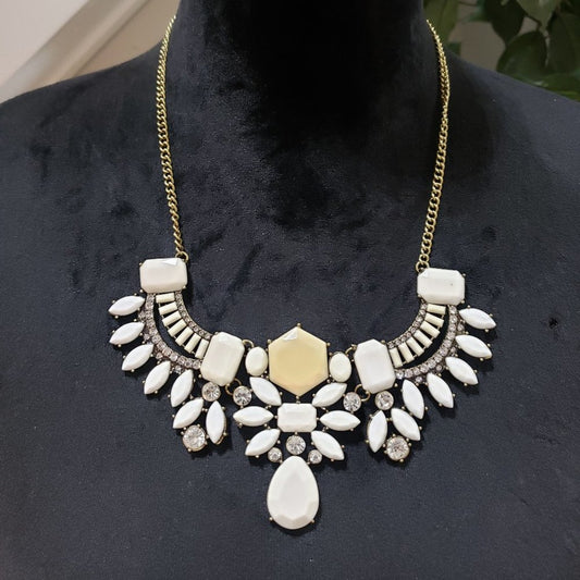 Womens Luxury Crystal Rhinestone Teardrop White Beaded Charm Choker Necklace