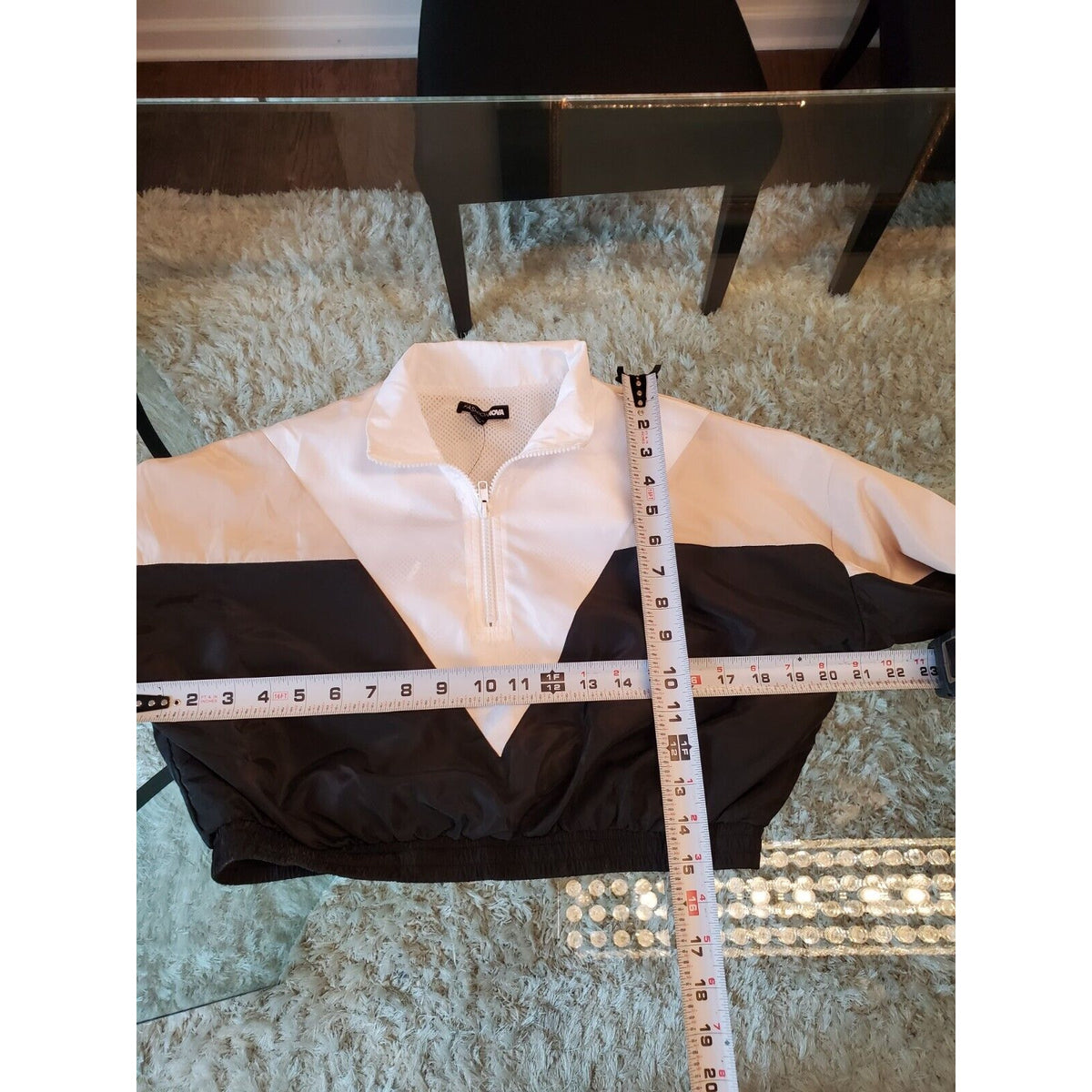 Fashion Nova Women’s White Black 1/4 Zip Windbreaker Jogger Set Tracksuit Small