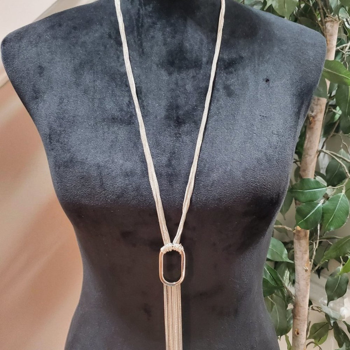 Women's Silver Long Fringe Fashion Jewelry Necklace