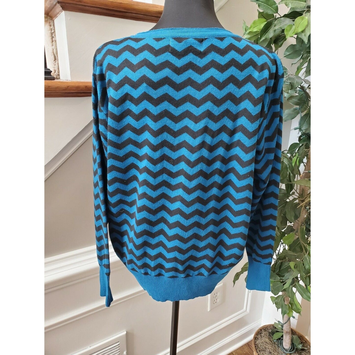 Jon & Anna Blue & Black Women's Cotton Round Neck Long Sleeve Soft Sweaters