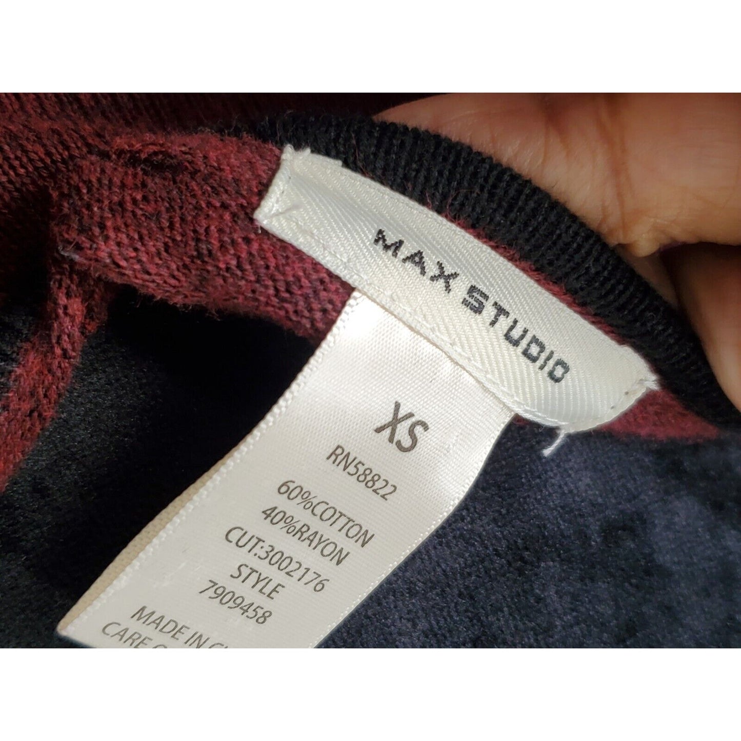 Max Studio Sweater Maroon Cotton Scoop Neck Long Sleeve Knee Length Dress XS