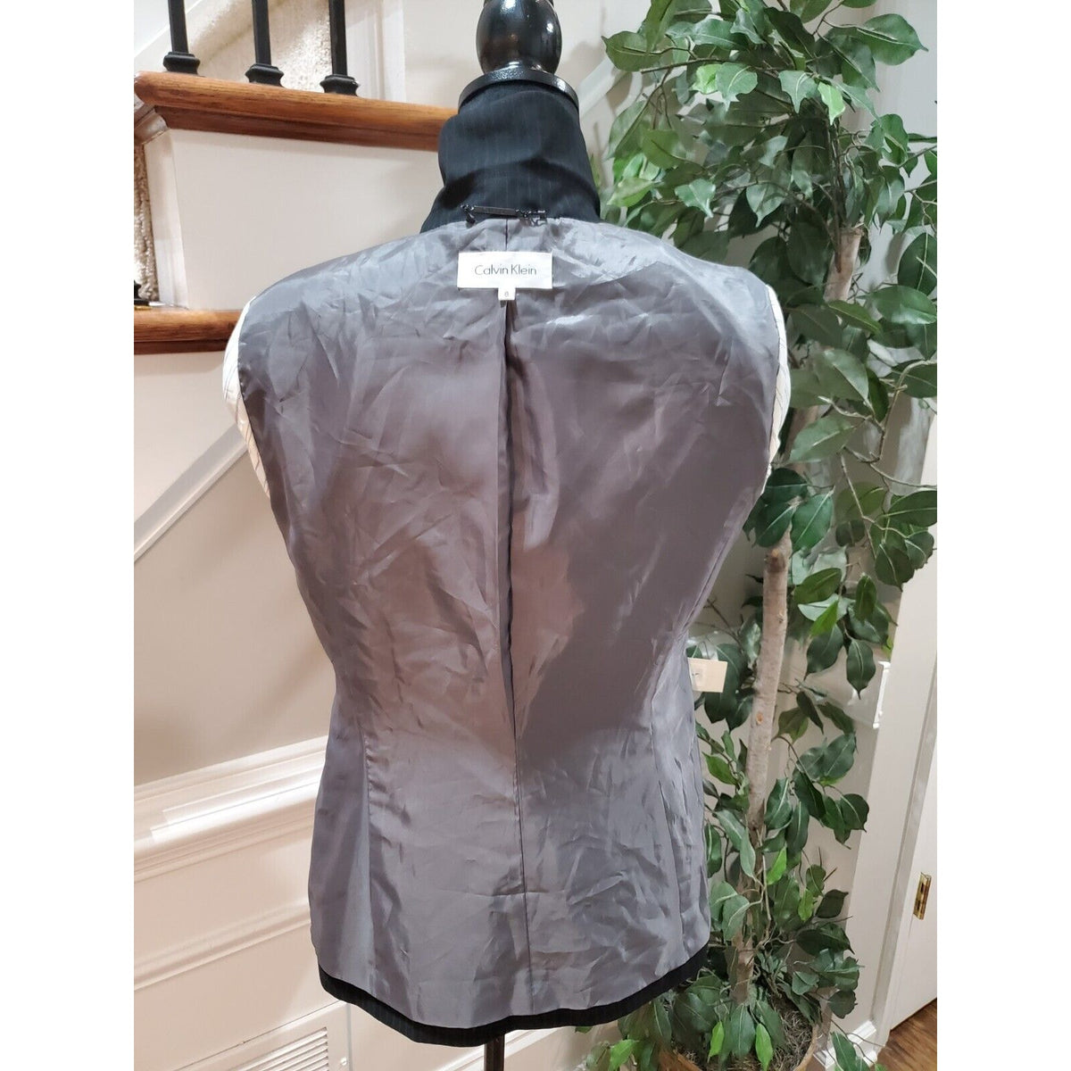 Calvin Klein Women's Black Single Breasted Three Button Blazer Jacket Size 8