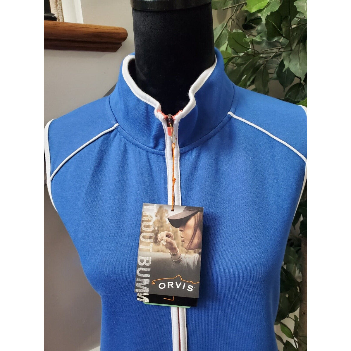 Orvis Womens Blue Polyester Sleeveless Full Zip Front Casual Jacket Vest Size XL