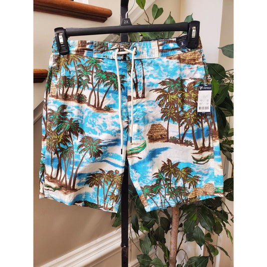Cremieux Men's Multicolor Cotton Pull On Drawstring Swimwear Shorts Size Small