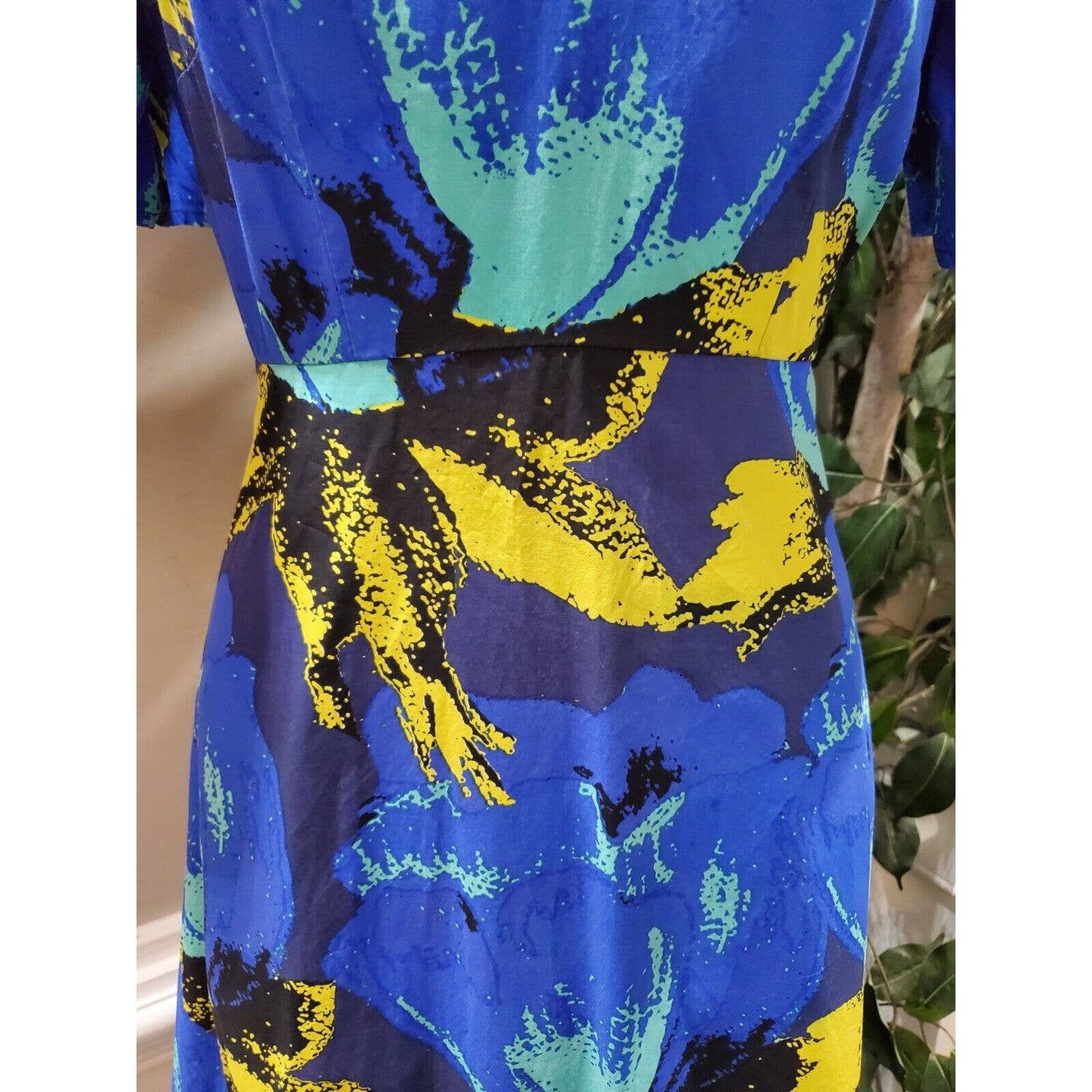 Christopher John Rogers Women Blue Polyester V-Neck Half Sleeve Long Maxi Dress