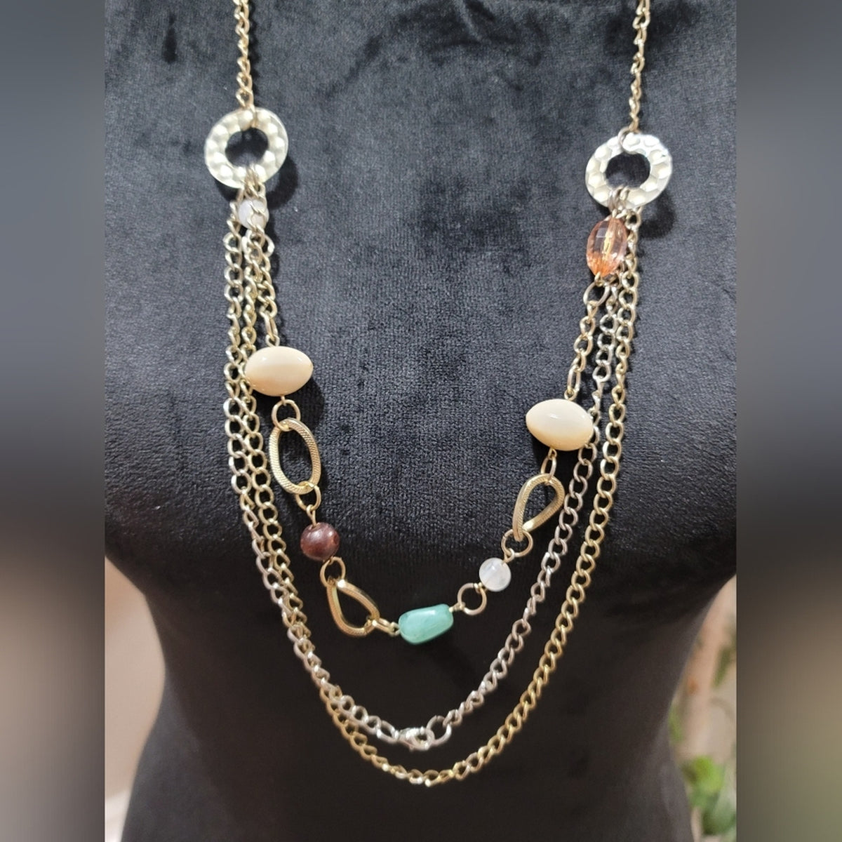 Triple Layer Multicolor Long Fashion Necklace