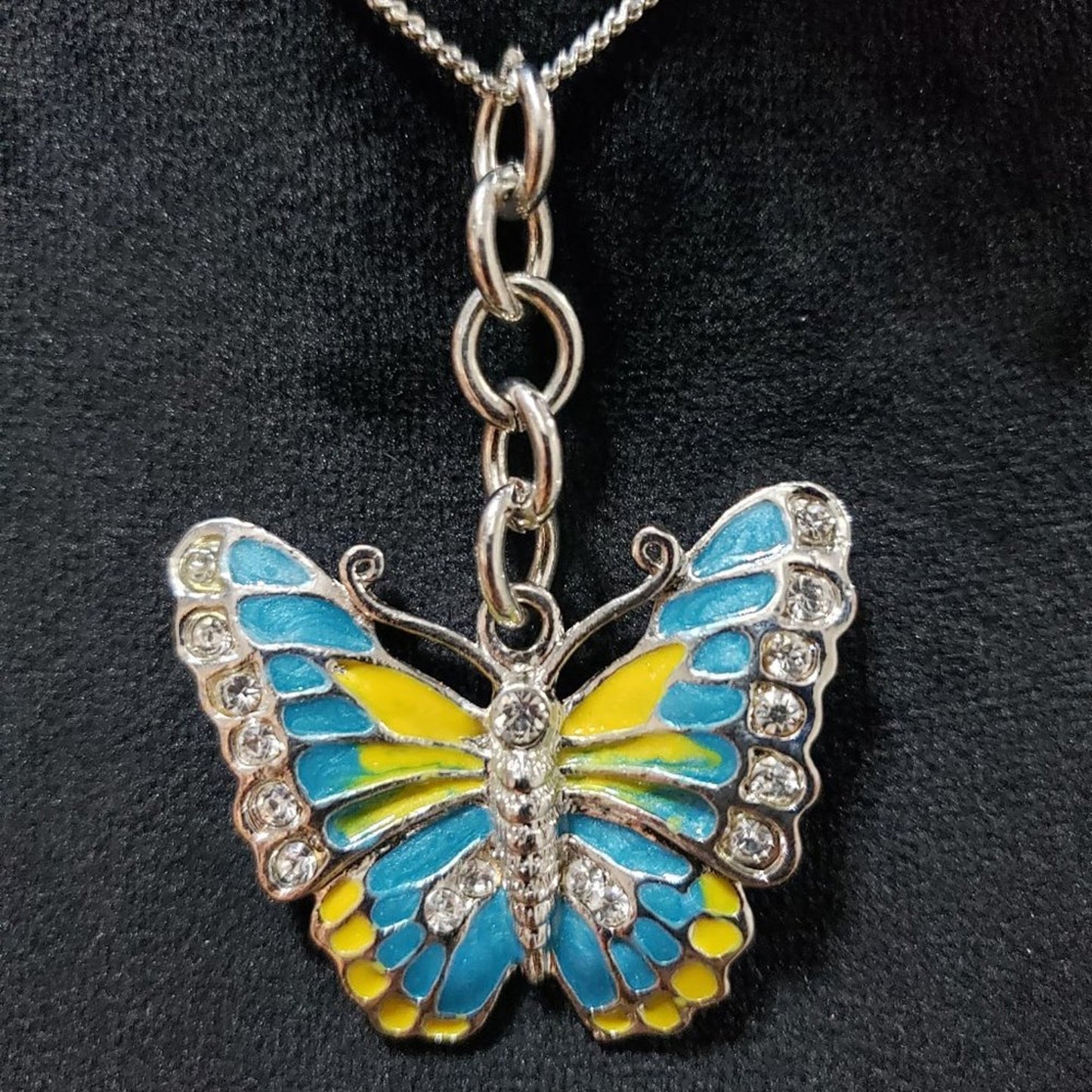Women's Colorful Enameled Butterfly Charm Pendant Necklace