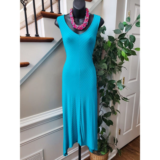 Apt. 9 Women's Blue Rayon V-Neck Sleeveless Casual Long Maxi Dress Size Large