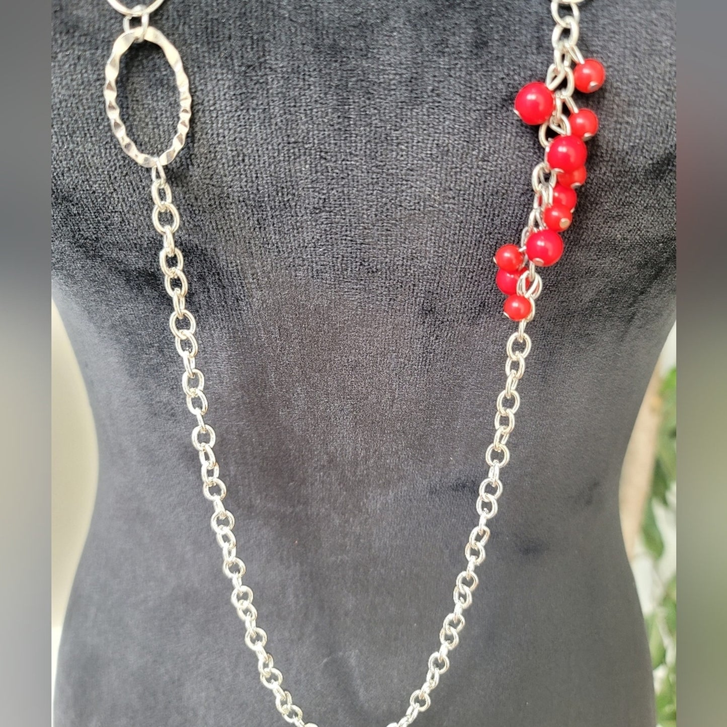 Long Red Beaded Necklace