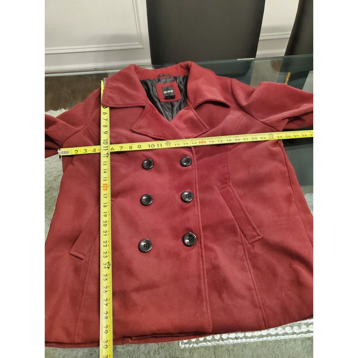 Me Jane Women Maroon Polyester Double Breasted Long Sleeve Buttons Front Coat 3X
