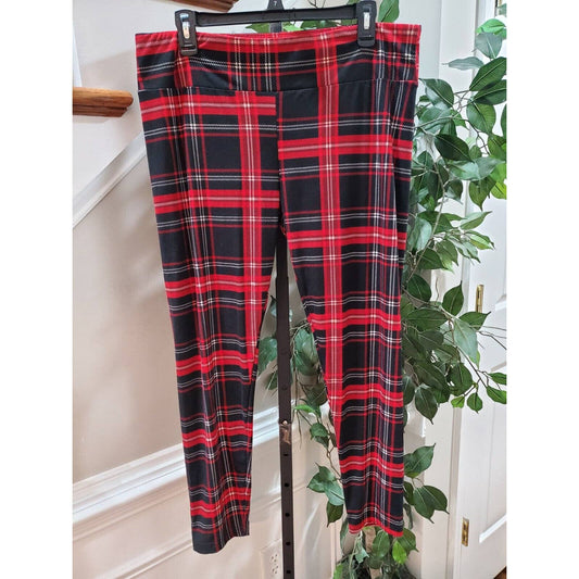 No Boundaries Women's Red & Black Polyester Mid Rise Pull On Leggings Pant 3XL