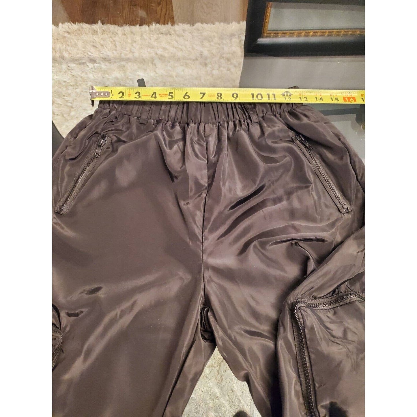 Sheln Women Black 100% Polyester Mid Rise Pull On Cargo Trouser Pant Size Small