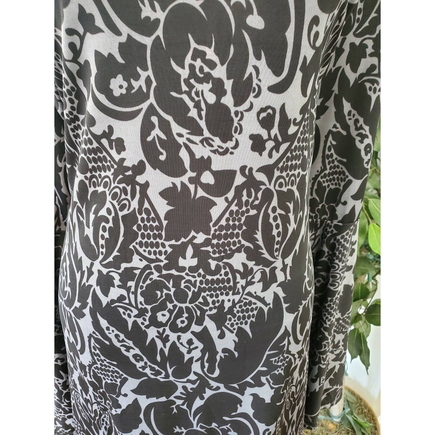 Reeborn Women Black Polyester Scoop Neck Long Sleeve Knee Length Dress Size 1XL