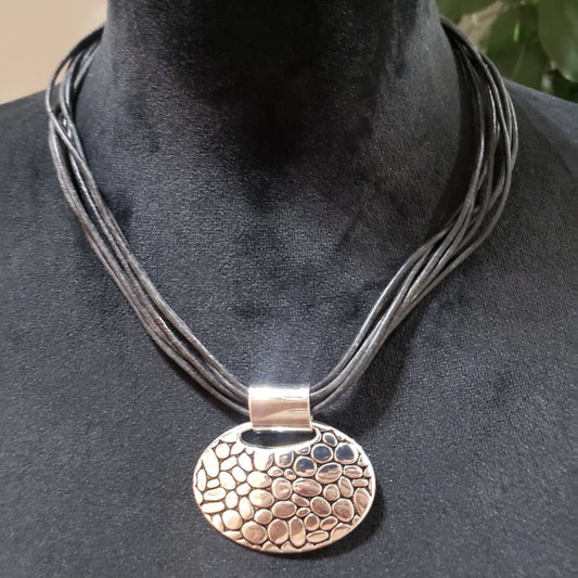 Womens Modern Brutalist Gold Tone Medallion Pendant Choker Necklace with Lobster