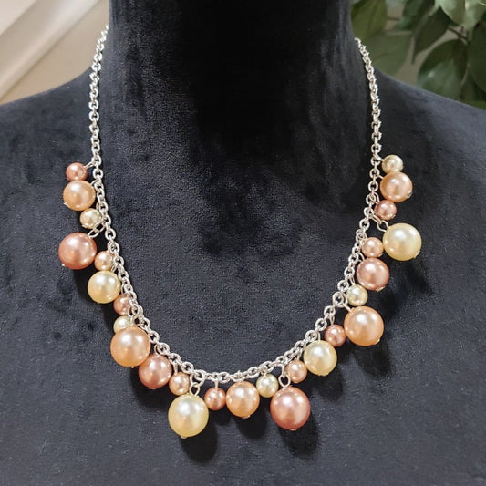 Women's Liz Claiborne Gold Tone Faux Pearl Adjustable Chain Necklace
