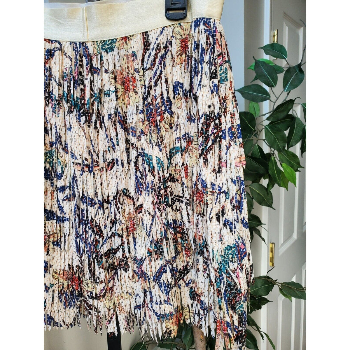 Flannel Multicolor Elastic Waist Pull On Straight & Pleated Casual Mini Skirt 2