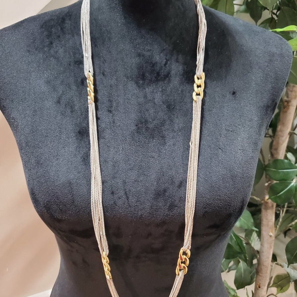 Women's Luxury Silver Tone Multilayer Long Link Chain Necklace