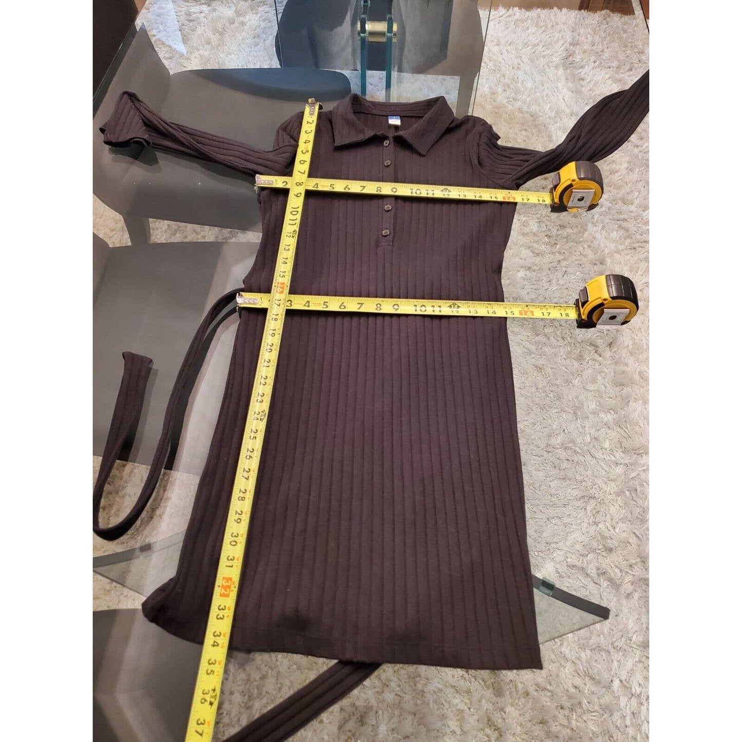 Old Navy Women's Black Cotton Collared Long Sleeve Knee Length Dress Size Small