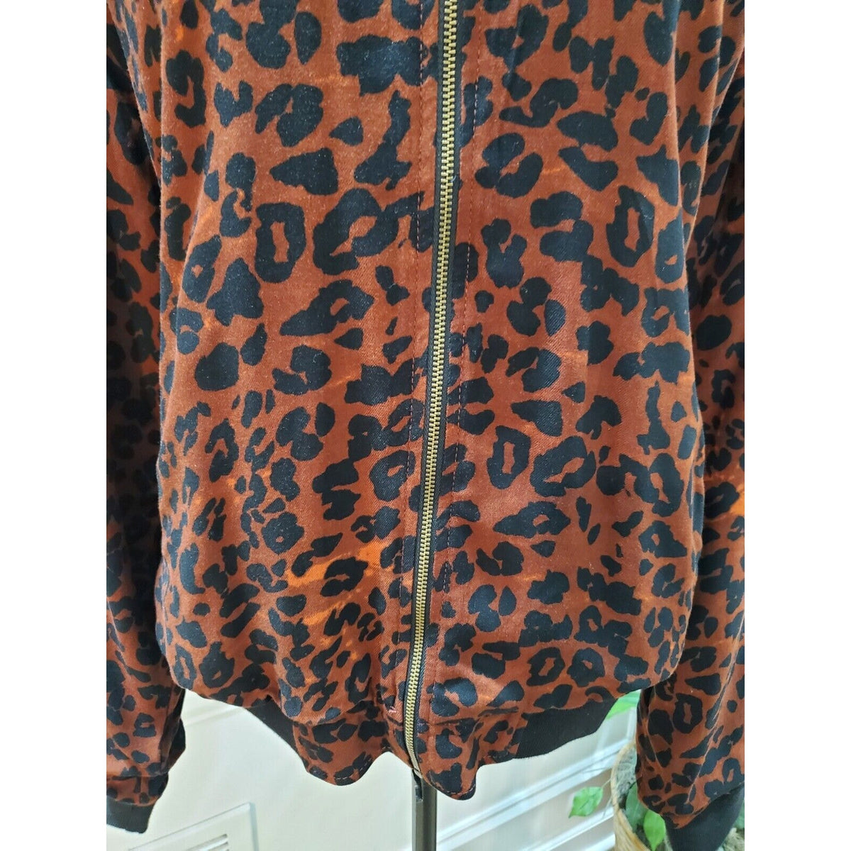 Beachlunchlounge Womens Red & Black Leopard Print Full Zip Front Jacket Size XL