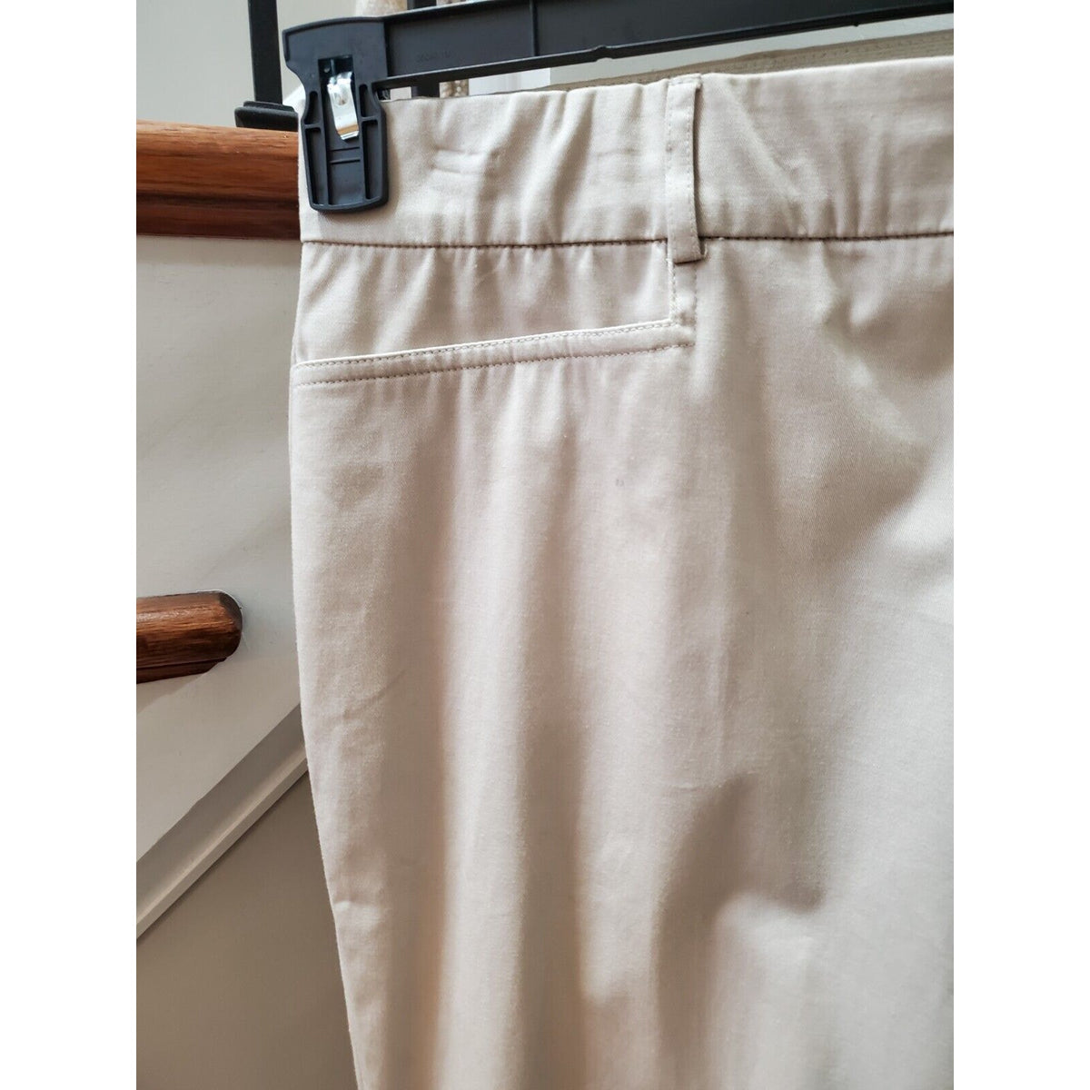 Kim Rogers Womens Beige Solid Cotton Straight Leg Casual Stretch Pants Size 22