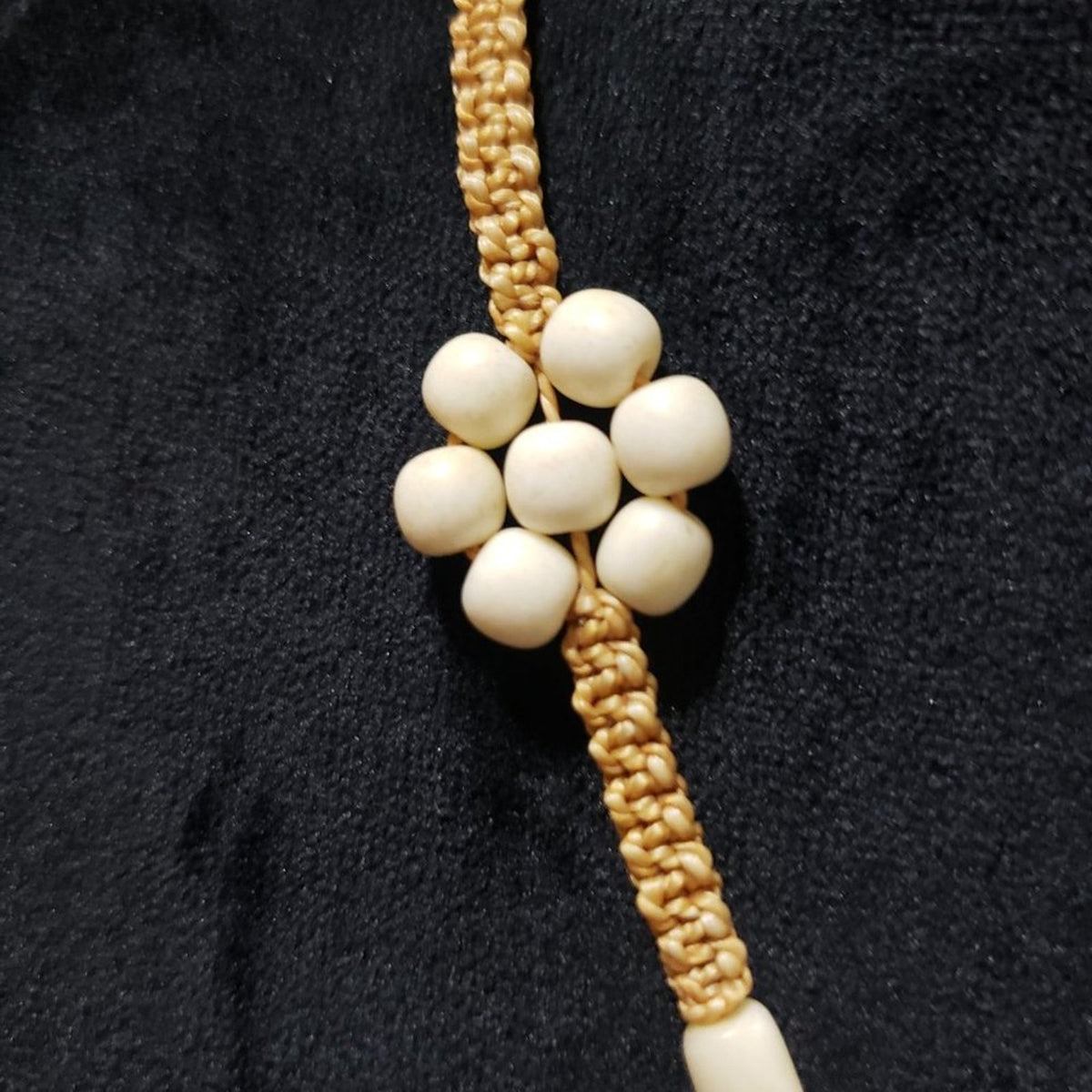 Womens Cream Color Beads Teardrop Brown Pendant Necklace