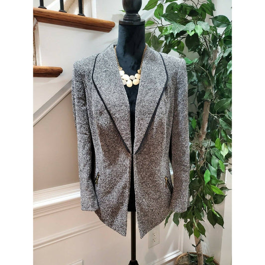 John Meyer Women's Gray Polyester Long Sleeve Open Front Casual Blazer Size 14W