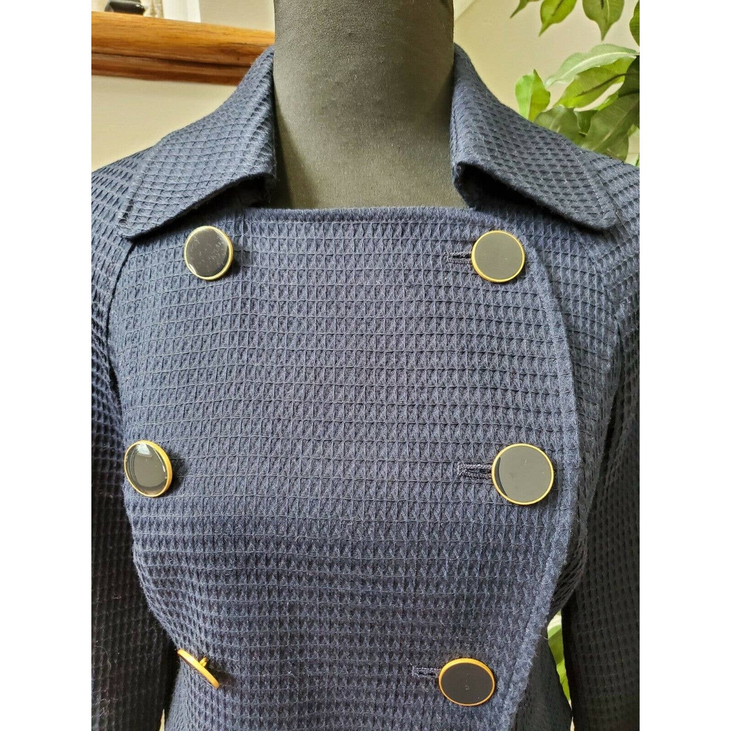 Talbots Women's Blue 100% Cotton Long Sleeve Front Buttons Fitted Blazer Size 4