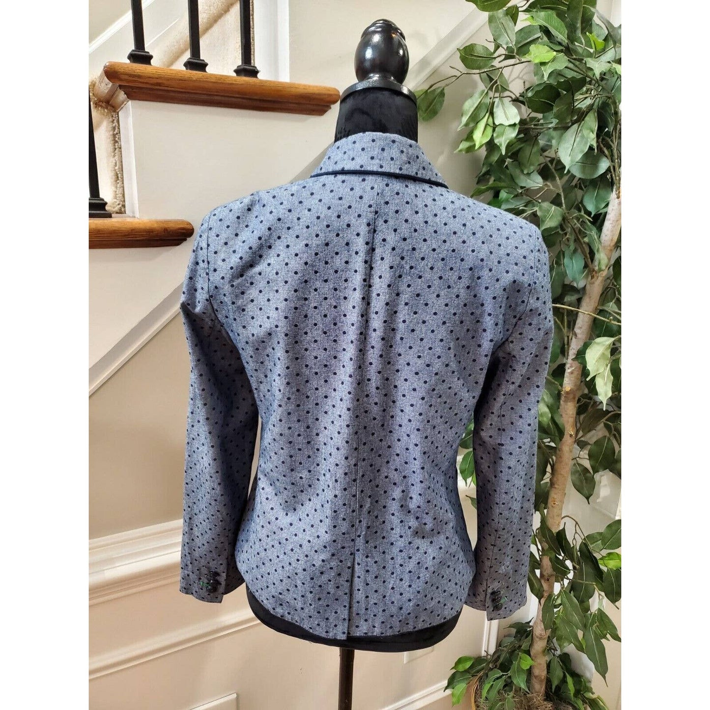 Gap Women's Gray 100% Cotton Long Sleeve Single Breasted Blazer Fitted Size 4