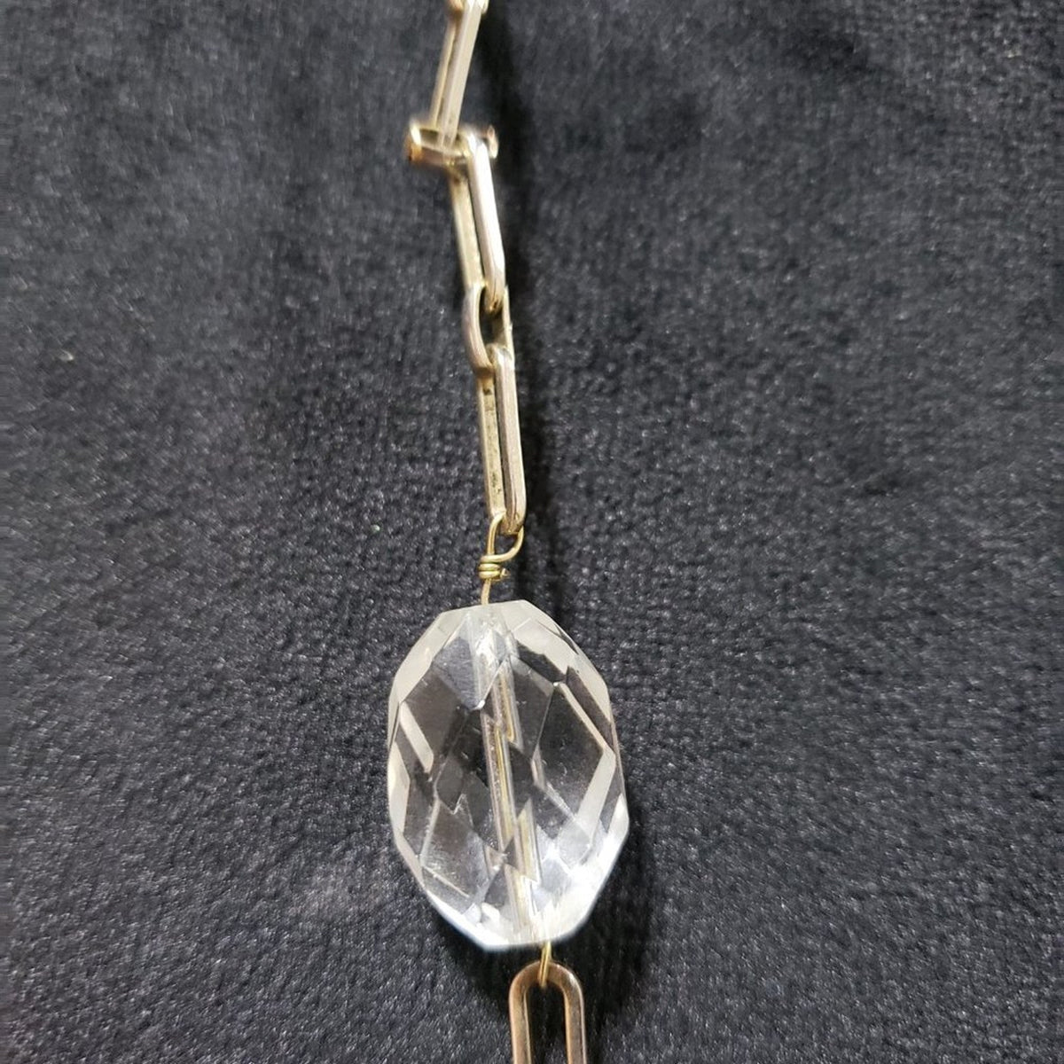 Women's Gold Link Chain Crystal Beaded Fashion Jewelry Necklace