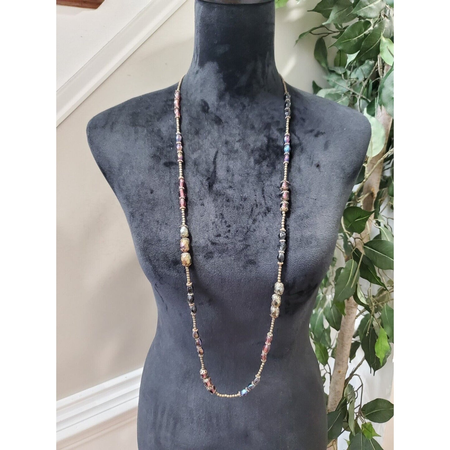 Assorted Stone Beaded Strand Faux Gemstones Long Necklace